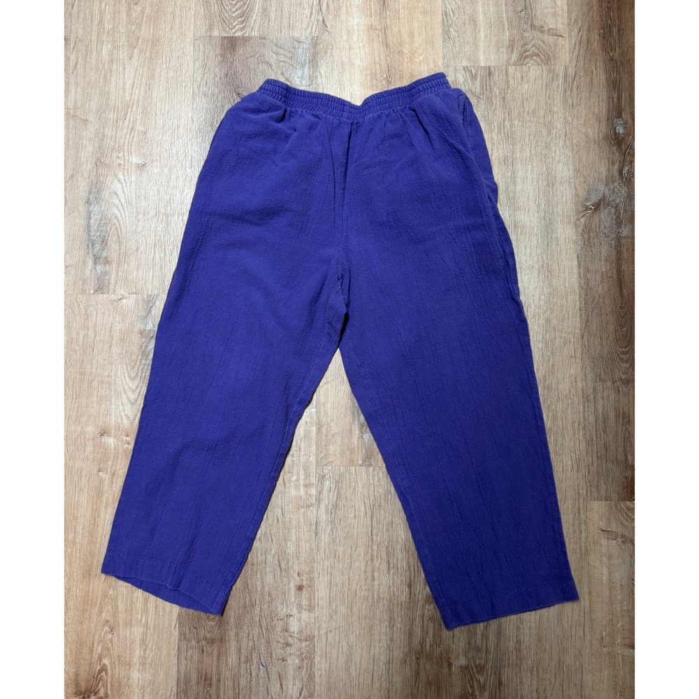 Vintage Brownstone‎ Studio Cropped Elastic Waist Purple Pants Women's Size M